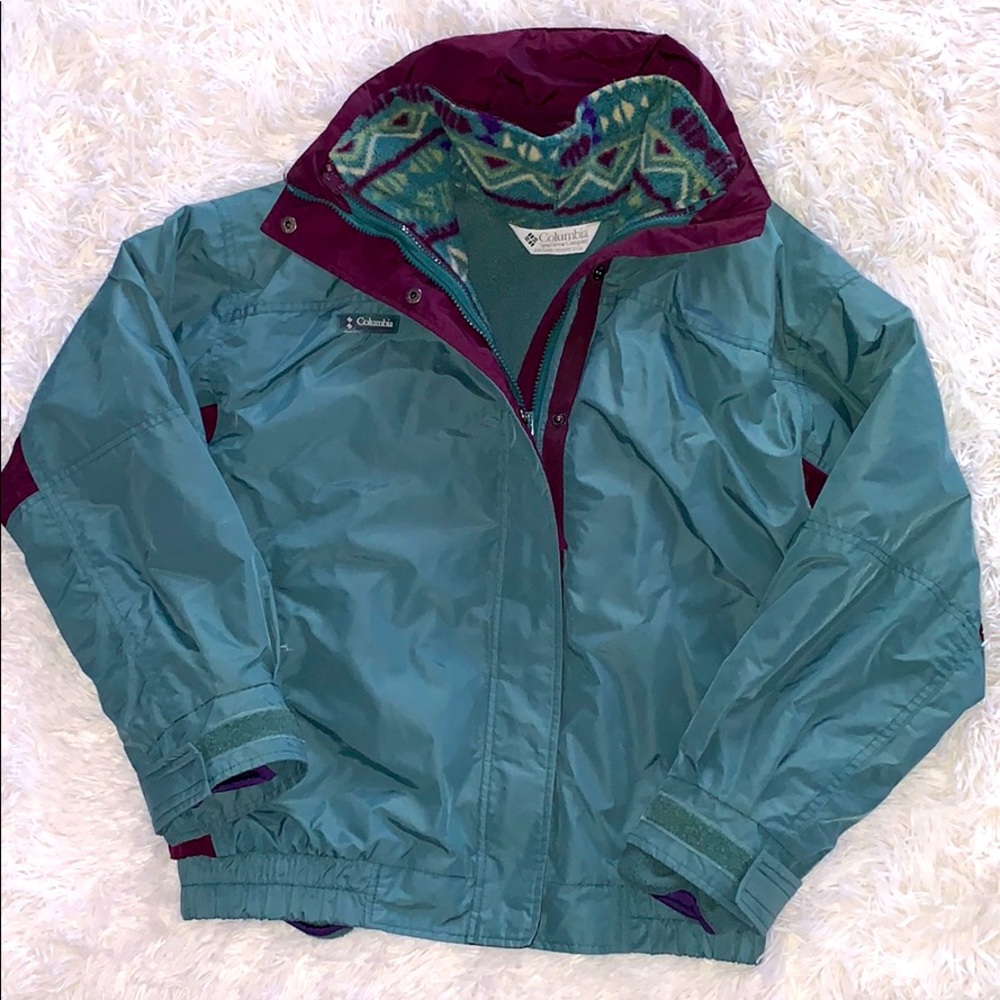 Vintage Columbia 2-in-1 Jacket Green and Plum